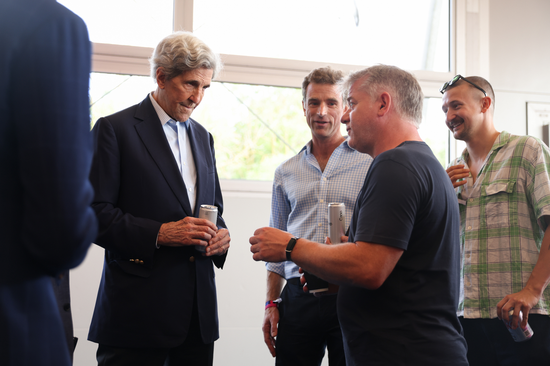 John Kerry in conversation backstage