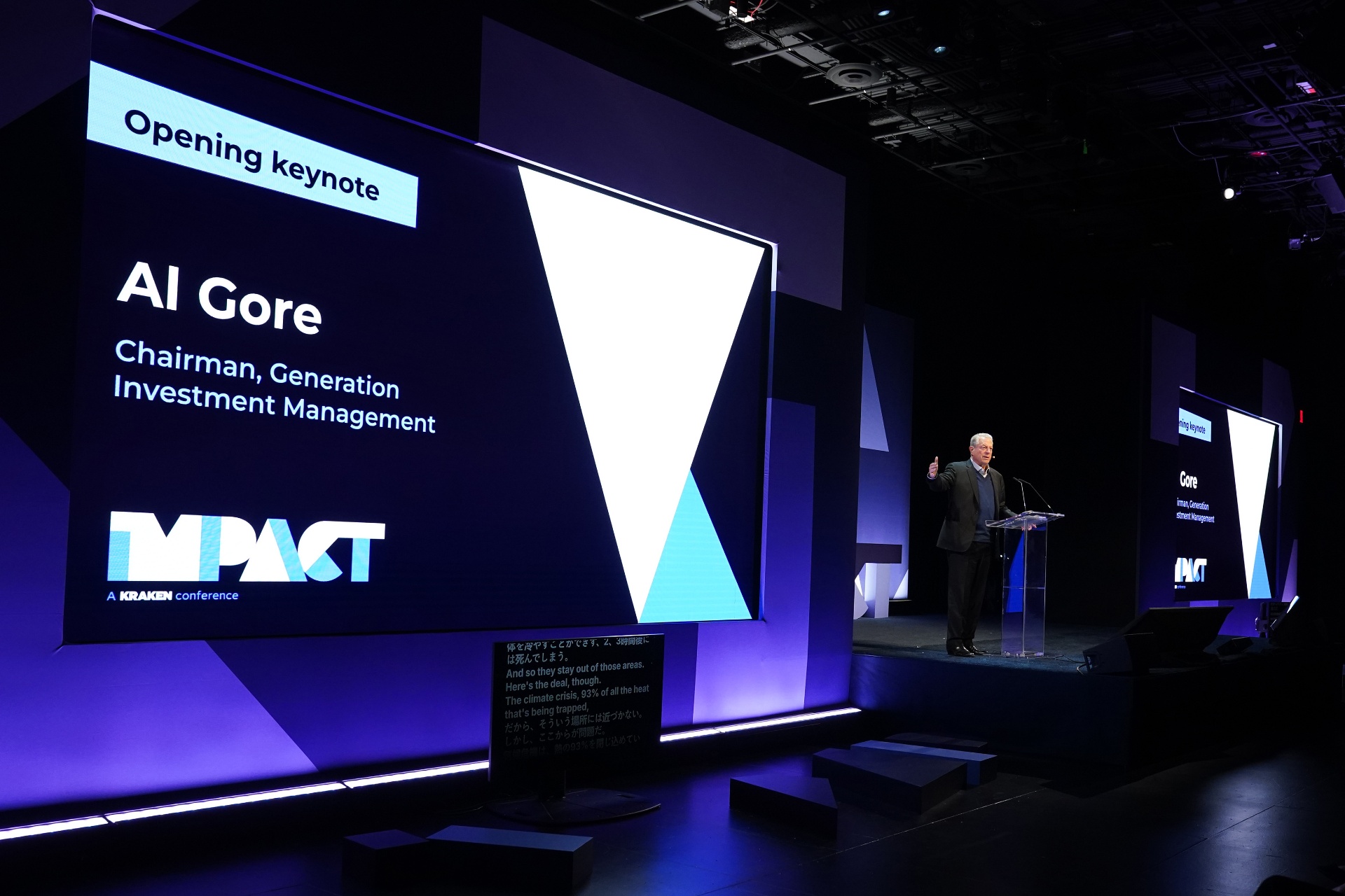 Al Gore delivering the opening keynote at Impact