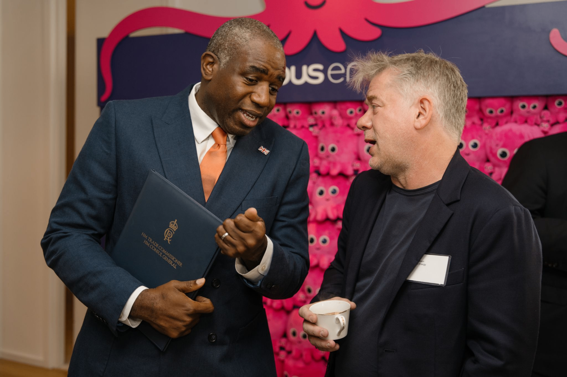 Deputy PM David Lammy in conversation at the Octopus Energy reception